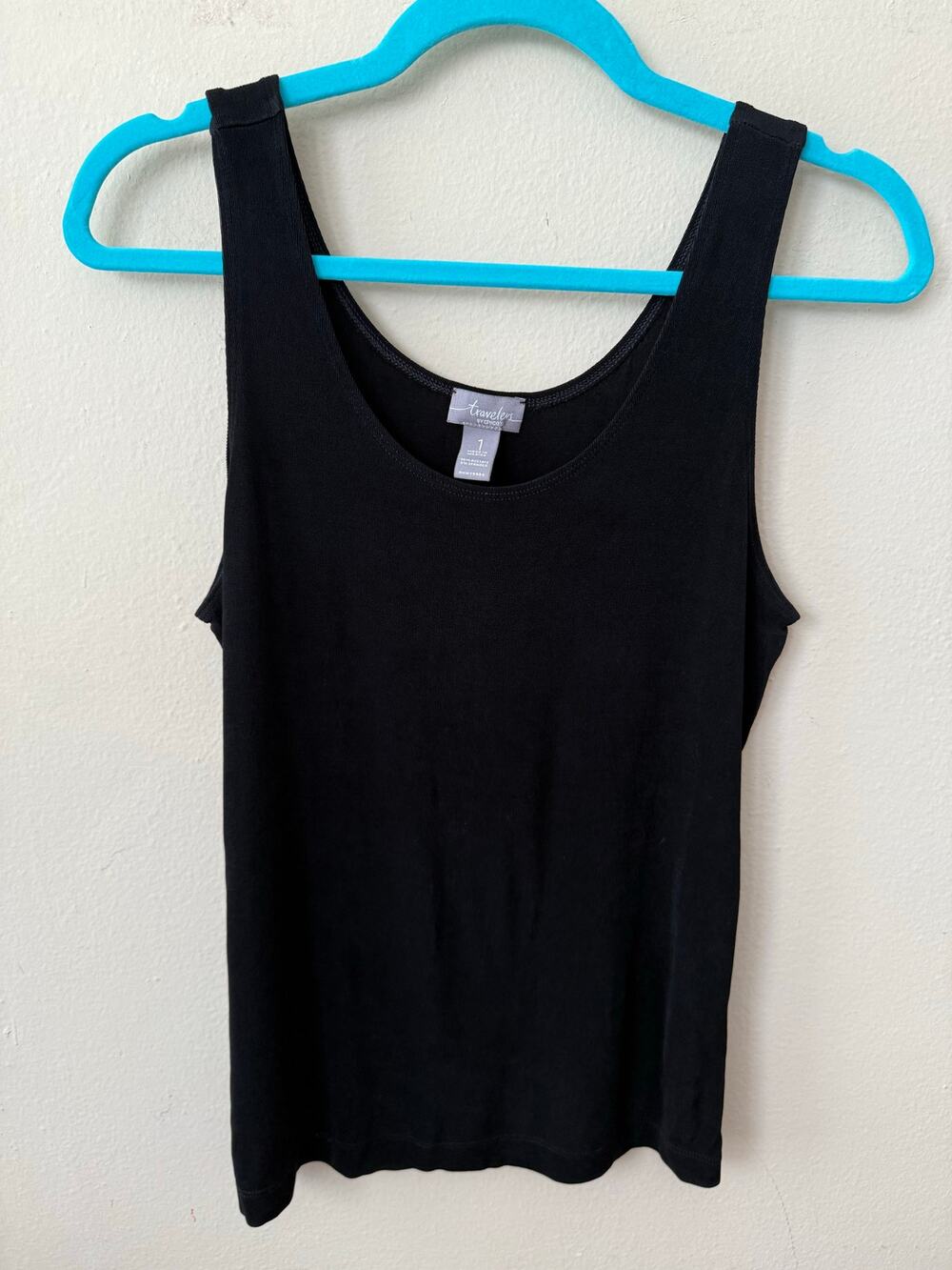 Chico's Size 3 XL Black Microfiber Contemporary Tank Top Acetate/Spandex